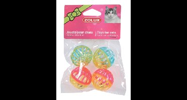 ZOLUX KATTENSPEELGOED BAL MET BEL ASSORTI 4 CM 4 ST