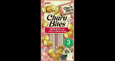 INABA CHURU BITES CAT CHICKEN RECIPE WRAPS TUNA WITH SALMON RECIPE 3X10 GR