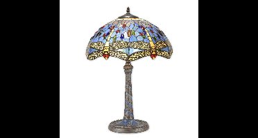 A TIFFANY STYLE TABLE LAMP (BLUE)