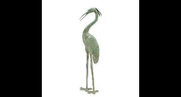 A BRONZE HERON FOUNTAIN