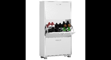 Schoenenkast 3 Kleppen 115x60x24cm Wit