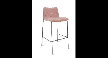 Workliving Verona Barkruk 75 cm - Wolvilt Fenice 152 zachtroze - frame zwart