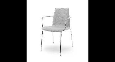Workliving Verona eetkamerstoel / vergaderstoel met armleuning - lichtgrijs wolvilt - chroom onderstel