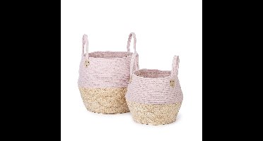 Kori mand roze/naturel set van 2