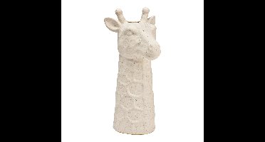 Vaas Giraffe Hoofd Zand-Finish van Keramiek, Wit (B/H/D) 14x26x12cm