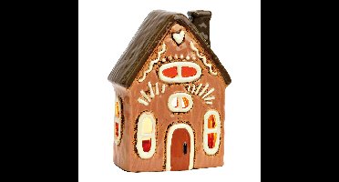 Lichthuis peperkoek van aardewerk, bruin (B/H/D) 12x17x7cm
