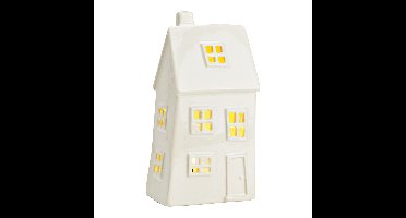 Lichthuis van aardewerk, wit (B/H/D) 12x23x9cm