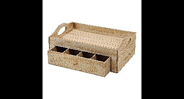 Theedoos met zeven vakken van hout, bruin (B/H/D) 30x11x20 cm