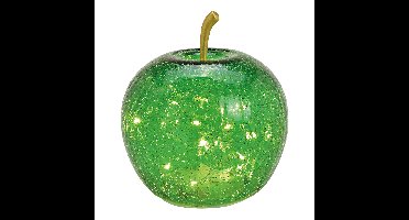 Groene appel van glas met 20 leds en timer (B/H/D) 16x17x16cm
