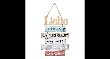 Wanddecoratie met spreuk "Liefde..." van hout, kleurrijk (B/H/D) 33x48x1,5cm