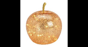 Appel van goudkleurig glas met 20 LED's en timer (B/H/D) 16x17x16 cm