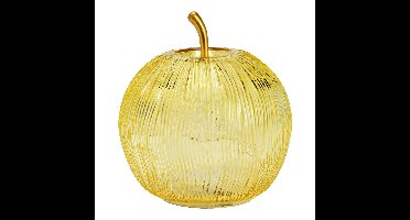 Decoratieve appel met 15 LED's en timer, van glas, geel (B/H/D) 16x17x16cm