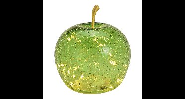 Appel met 20 LEDs en timer van glas, lichtgroen (B/H/D) 16x17x16 cm