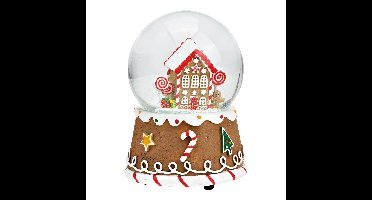 Speeldoos/sneeuwbol peperkoekhuisje van poly bruin (B/H/D) 10x15x10cm