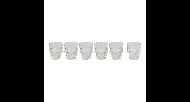 Shotglas doodskop van glas, set van 6, transparant (B/H/D) 5x6x4 cm