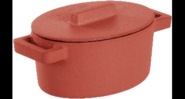 Braadpan Terra.Cotto Gietijzer Ovaal met deksel 13x10 cm