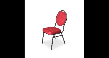 Stapelstoel MILO stalen frame en foam rug en zitting Rood met gouden puntjes