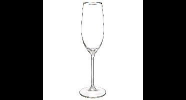 Champagneglazen set Lina - doosje 6x stuks - chique transparant glas - 21 CL - D4.5 x H23 cm