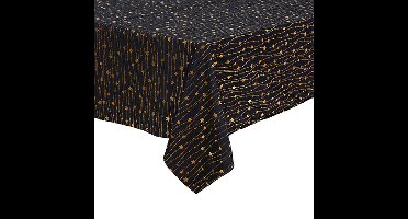 Feeric Christmas Tafelkleed - zwart/goud - 240 x 140 cm - polyester - tafellaken