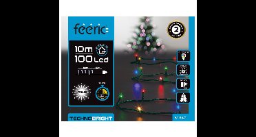 Kerstverlichting - gekleurd - 10 meter - 100 led lampjes - transparant snoer - 8 functies