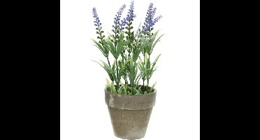 Shoppartners Kunstplant - lavendel - grijze pot - 25 cm