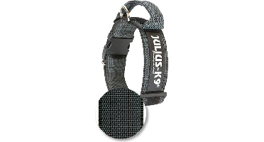 Halsband met handvat en tekstlabel - zwart, 40 mm × 38-53 cm