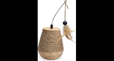Designed by Lotte Tuimel Mae kattenspeelgoed - hout, 15 × 15 × 18 cm