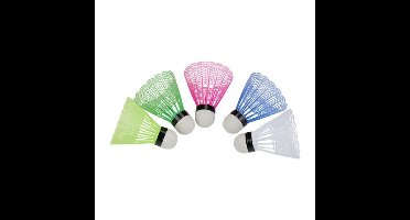 Badminton shuttle setje - 5x shuttles - kunststof - multi - badminton - buiten spelen