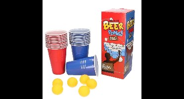 Drankspel/drinkspel beer pong set - met red en blue cups - feestartikelen - herbruikbare bekers