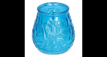 H&S Collection windlicht - blauw - glas - citrus geur - 48 branduren - geurkaars