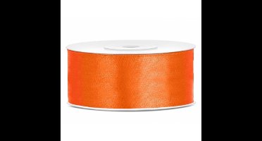 Partydeco Cadeaulint - oranje - 2,5 cm x 25 meter - satijn - sierlint - inpakken - decoratie