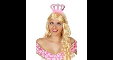 Atosa Prinses/koningin verkleed diadeem - roze kroon - Carnaval