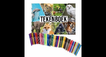 Bellatio Decorations Schetsboek Dieren - A4 - met 50 viltstiften