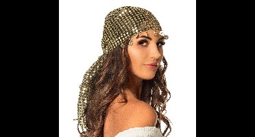 Boland Buikdanseres accessoires - goud/zwart - hoofddoek/bandana