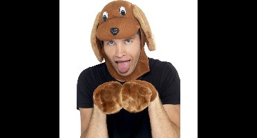 Carnaval dieren Verkleed set bruine hond - volwassenen - masker/oren