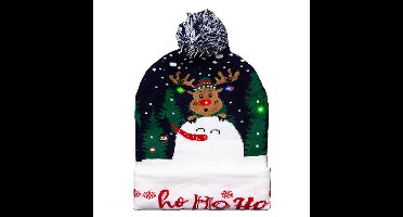 Feeric lights & Christmas kerstmutsen - groen - LED - sneewpop - ho-ho-ho