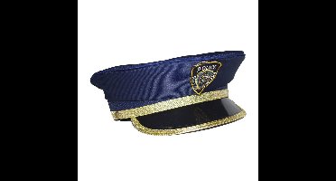 Kinder politiepet - blauw met goud - Agenten - Carnaval verkleed hoed