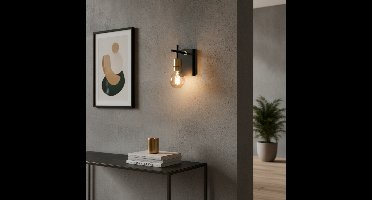 Artdelight Leuke wandlampMokka zwart met goud - WL MOKKA ZW-MG
