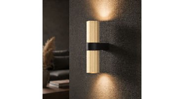 Artdelight Wandspot ribbelsLinea Mat goud met zwart - WL LINEA MG