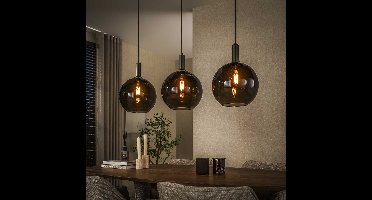 Lyora Glazen hanglampSfera 3x Ø 30cm - smoke glas - 7910/90