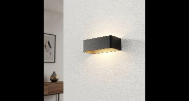 Artdelight Design wandlampMainz rechthoek zwart goud - WL MAINZ ZW-MG