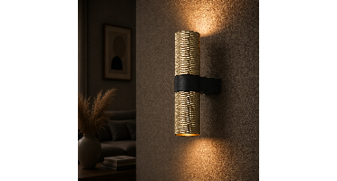 Artdelight Wandspot structuurGrana Mat goud met zwart - WL GRANA MG