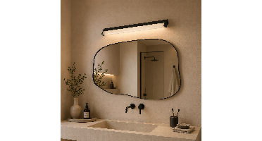 Artdelight Spiegel wandlampMirror 88cm zwart - BL MIRROR 1-88 ZW