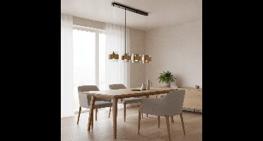 Lyora HanglampSianna 4-lichts recht zwart en goud - 110647