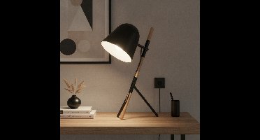 Artdelight Landelijke tafellampSensa Tripod zwart met hout - TL 1946 ZW