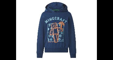 Kinderen jongens sweathoodie, Minecraft / Super Mario (Minecraft blauw, 122/128)