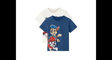 Peuter T-shirts Paw Patrol, 2 stuks. (Wit/donkerblauw, 122/128)