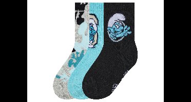 Peuter sokken De Smurfen, 3 paar. (Donkerblauw/blauw/grijs, 19-22)
