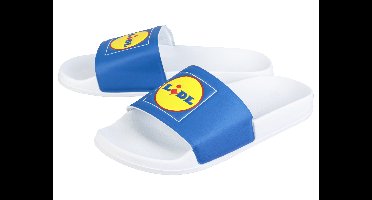 Lidl Dames Badpantolet met lichte loopzool (Blauw/wit, 36)