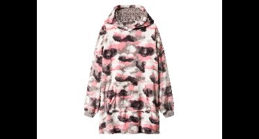 Unisex oversize hoodie (Wit/donkerroze/grijs, S/M)
